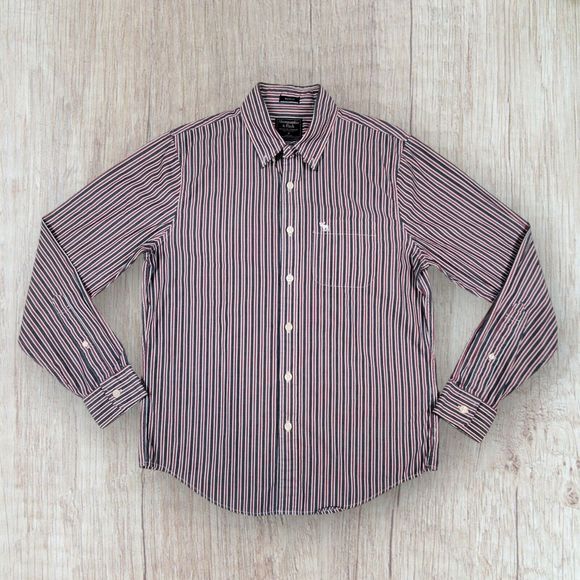 Abercrombie & Fitch Set of 2 Men's Long Sleeve Shirts Size M Pink & Gray Muscle - Picture 4 of 13